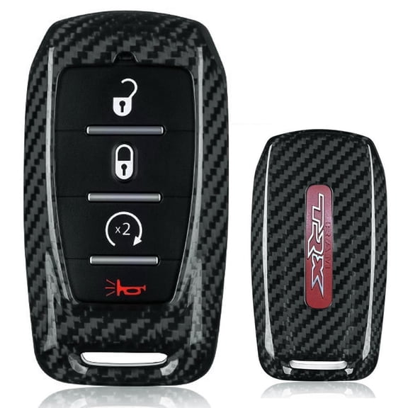 Gloss Black Genuine Real Carbon Fiber Key Fob Protective Cover Case For Dodge 2019-up RAM 1500 TRX 2500 3500 Pickup Truck