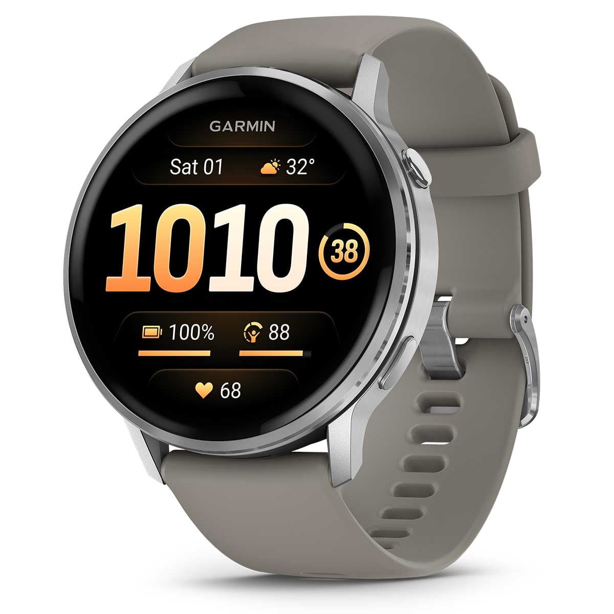Garmin Venu 4 (Silver/Silver Gray, 45mm) Fitness GPS Smartwatch Bundle with PlayBetter Portable Charger & HD Screen Protectors
