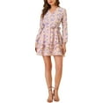 thumbnail image 2 of Allegra K Women's Tiered Ruffled 3/4 Sleeve Tie Waist Floral Dress, 2 of 6