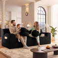 thumbnail image 4 of HOQBN Boneless Sofa Couch for Living Room,71" 3 Seater Sofa with Deep Seat Design and 3 Round Pillows,Comfy Corduroy Fabric Loveseat Couch,No Assembly,Black, 4 of 5
