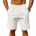 thumbnail image 4 of DPTALR Men's Linen Shorts, Casual Lightweight Drawstring Shorts Elastic Waist Short Pants with Pockets #White Big and Tall Men XXXL, 4 of 9