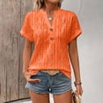 thumbnail image 2 of PIWHJQK Women Casual Short Sleeve T Shirt Blouses Women V-neck Solid Tee Top Casual Button Summer Fashion Style Summer Outfits, 2 of 6