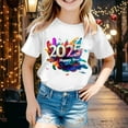 thumbnail image 2 of Toimothcn T-Shirts Fille Décontractés 2025 Bonne Année Lettre Imprimée Manches Courtes Col Rond Doux Coupe Ample T-Shirt Confortable Usage Quotidien Filles 10-11 Ans, 2 of 4