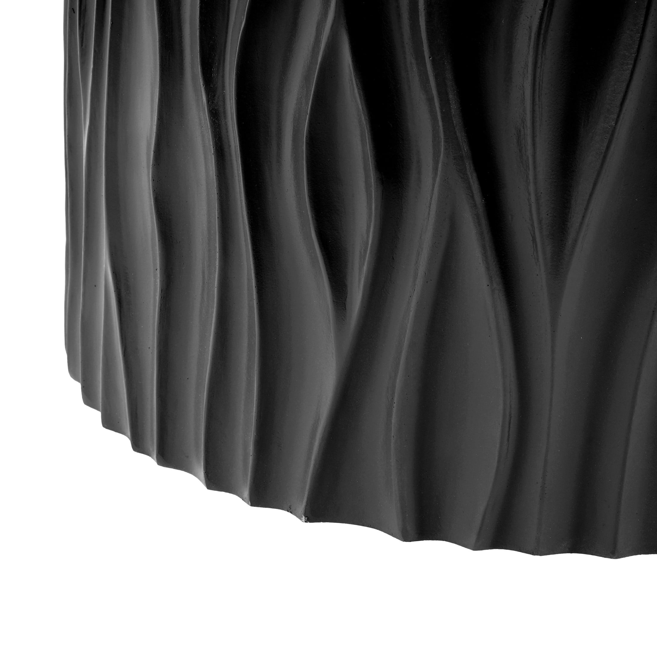 Christopher Knight Home 26.77" Round Outdoor/Indoor Coffee Table, Wavy Fluted MGO Design, Black