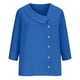 thumbnail image 4 of Tops de Color Sólido para las Mujeres Camisa de Botón Casual 3/4 Manga Cuello Redondo Tops de Lino para las Mujeres Primavera Verano, 4 of 7
