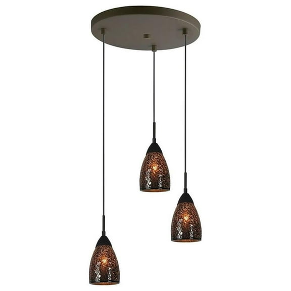 Woodbridge Lighting Venezia 3-Light Glass Cluster Pendant in Bronze/Mirror