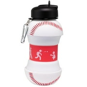 Maccabi Art: Collapsible 1 Liter Water Bottle - Baseball -  Silicone, 33oz Capacity, Dishwasher Safe. BPA Free, Leak Proof Spout, Carabiner Clip