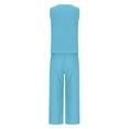 thumbnail image 4 of Scyoekwg 2 Piece Women Lounge Sets Fashion Round Neck Sleeveless Tops Elastic Waist Wide Legs Pants Casual Suit Sets (Blue,M), 4 of 6