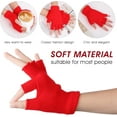 thumbnail image 3 of CoCoMangos 4 Pairs Fingerless Gloves Winter Half Finger Gloves Mittens Warm Knitted Gloves Fingerless Stretchy Typing Working Running Biking Driving for Women Men Solid Color Red Wine Red Gray Black, 3 of 7
