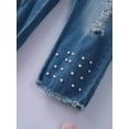 thumbnail image 6 of Aislor Kids Girls Elastic Waistband Ripped Holes Stretch Denim Jeans High Waist Cropped Trousers, 6 of 7