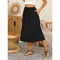 thumbnail image 5 of Gleelaud Flowy Skirt Midi Length Elastic High Waist A-Line Skirt with Pockets Boho Skirts for Women Black, 5 of 8