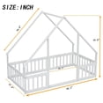 thumbnail image 4 of Twin Floor Bed for Kids Toddlers, Wooden Montessori Bed Frame with Roof and Fence Guardrails, Playhouse Bed Tent Bed for Boys Girls Bedroom, Easy Assembly, White, 4 of 7