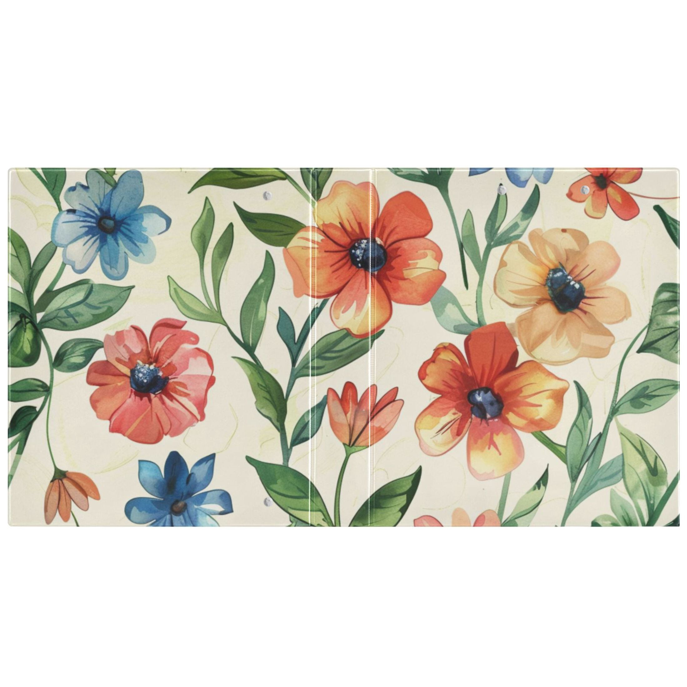 Flowers with Leaves 3 Ring Binders 1.5 inch Hardcover File Folders with Interior Pockets A4 Size Organizer for School Office Hospital