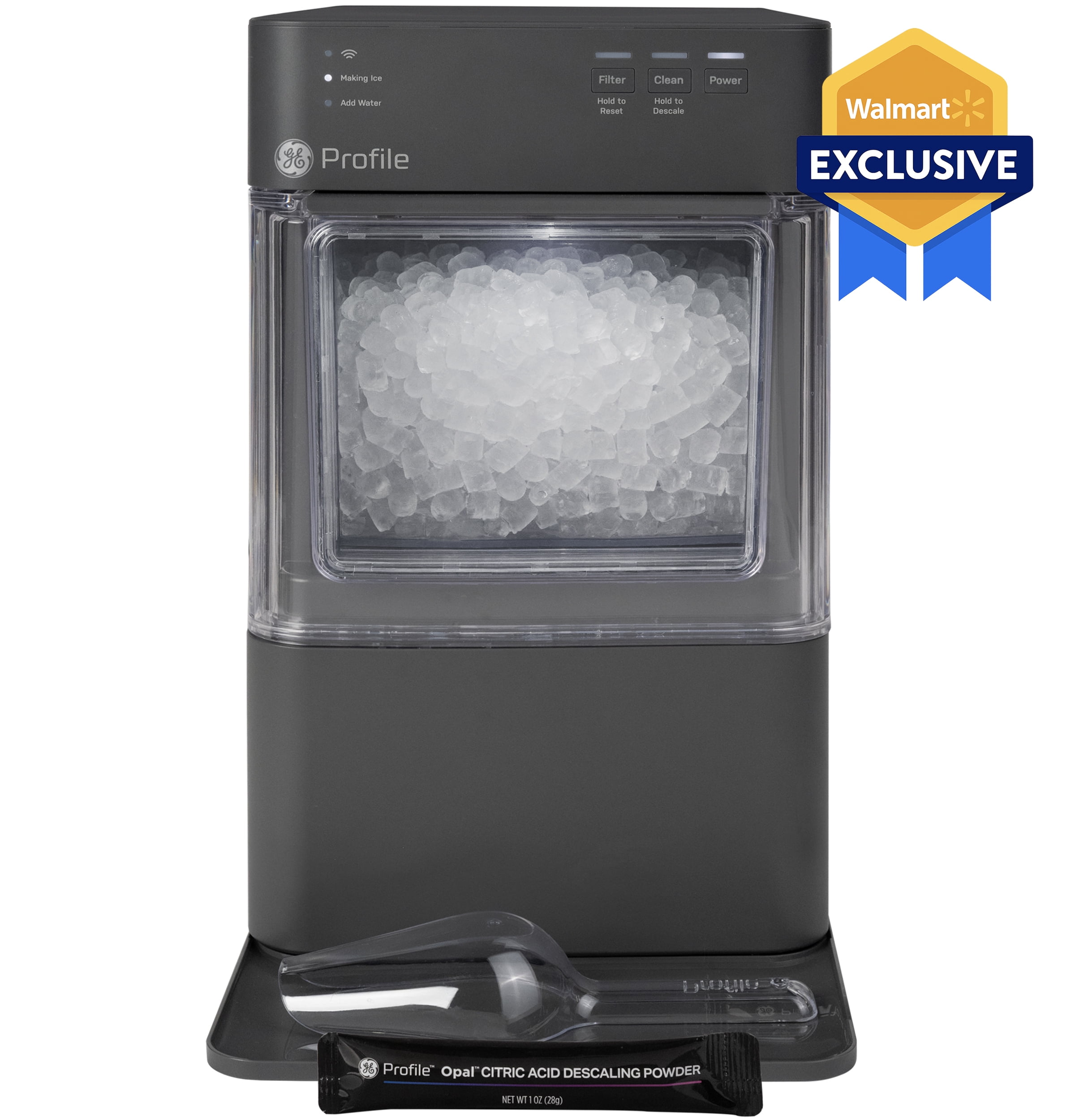 GE Profile Opal Mini Nugget Countertop Ice Maker 36lb with Descaler - Charcoal Gray