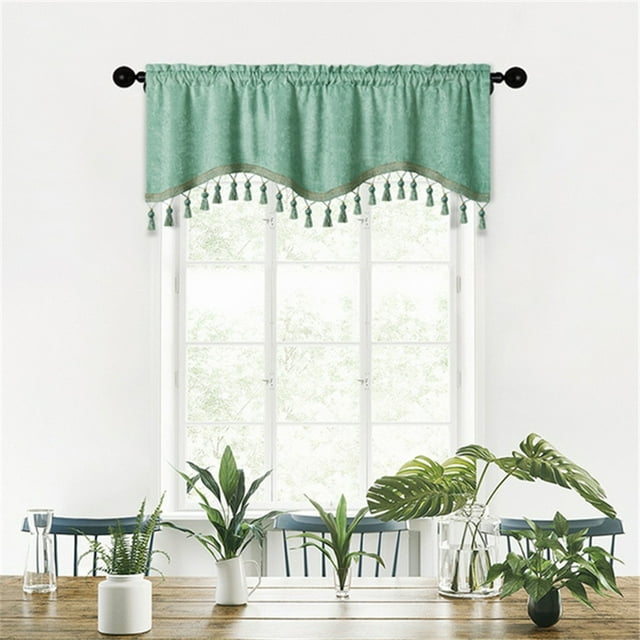 Short Curtain Panels, Fringed Window Drapes, Tassel Trim, Rod Pocket, Living Room Kitchen, Easy Installation, Home Decor Upgrade