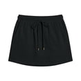 thumbnail image 4 of Women's Drawstring Waist Mini Skirt Built in Shorts, Summer Casual Lightweight Cotton Skirt with Pockets Black XL, 4 of 6