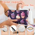 thumbnail image 4 of Makeup Bag Small Toilet Cosmetic Bags Travel Makeup Case Waterproof for Women Girls 6.7X9.45inches - Cupcakes With Berry Toppings on A Deep Purple Background, 4 of 7