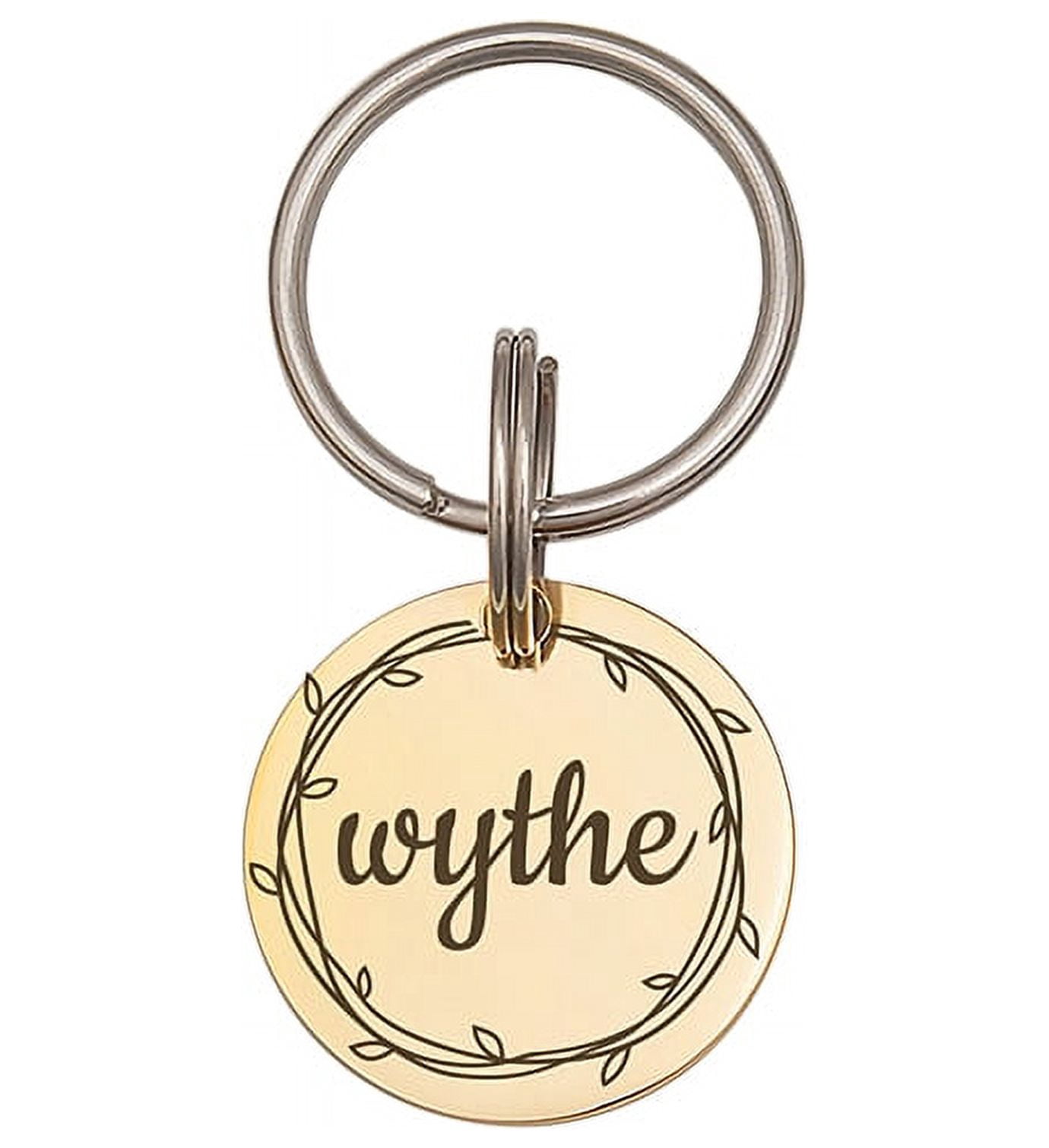 Anavia Stainless Steel Double Sided Round Name - Frame Engraved Dog & Cat ID Tag, Gold, S