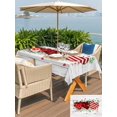 thumbnail image 4 of Outdoor Tablecloth with Umbrella Hole and Zipper, Valentine's Day Rectangle Table Cloth 52x70 Inch Waterproof Tablecloth, Red Striped Love Eucalyptus Grey Wooden Picnic Table Cover for Patio Camping, 4 of 7