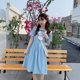 thumbnail image 1 of Vestido De Manga Corta Con Lazo Académico Coreano Cuello Azul Marino Novias Falda De Una Línea, 1 of 4