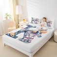 thumbnail image 4 of Homewish Letter K Monogrammed Bed Sheets,Cartoon Astronaut King Sheets,Watercolor Ink Painting Sheet Set For Kids,Microfiber Room Decorative,4pcs, 4 of 7