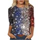 thumbnail image 2 of Fiudx Ofertas y Liquidaciones Blusa Suelta Estampada con Cuello Redondo y Manga 3/4 para Mujer, 2 of 5