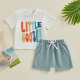 thumbnail image 2 of Bagilaanoe 2pcs Toddler Baby Boy Shorts Set Short Sleeve Letter Print T Shirt Tops + Shorts 6M 12M 18M 24M 3T Kids Casual Summer Clothes, 2 of 8