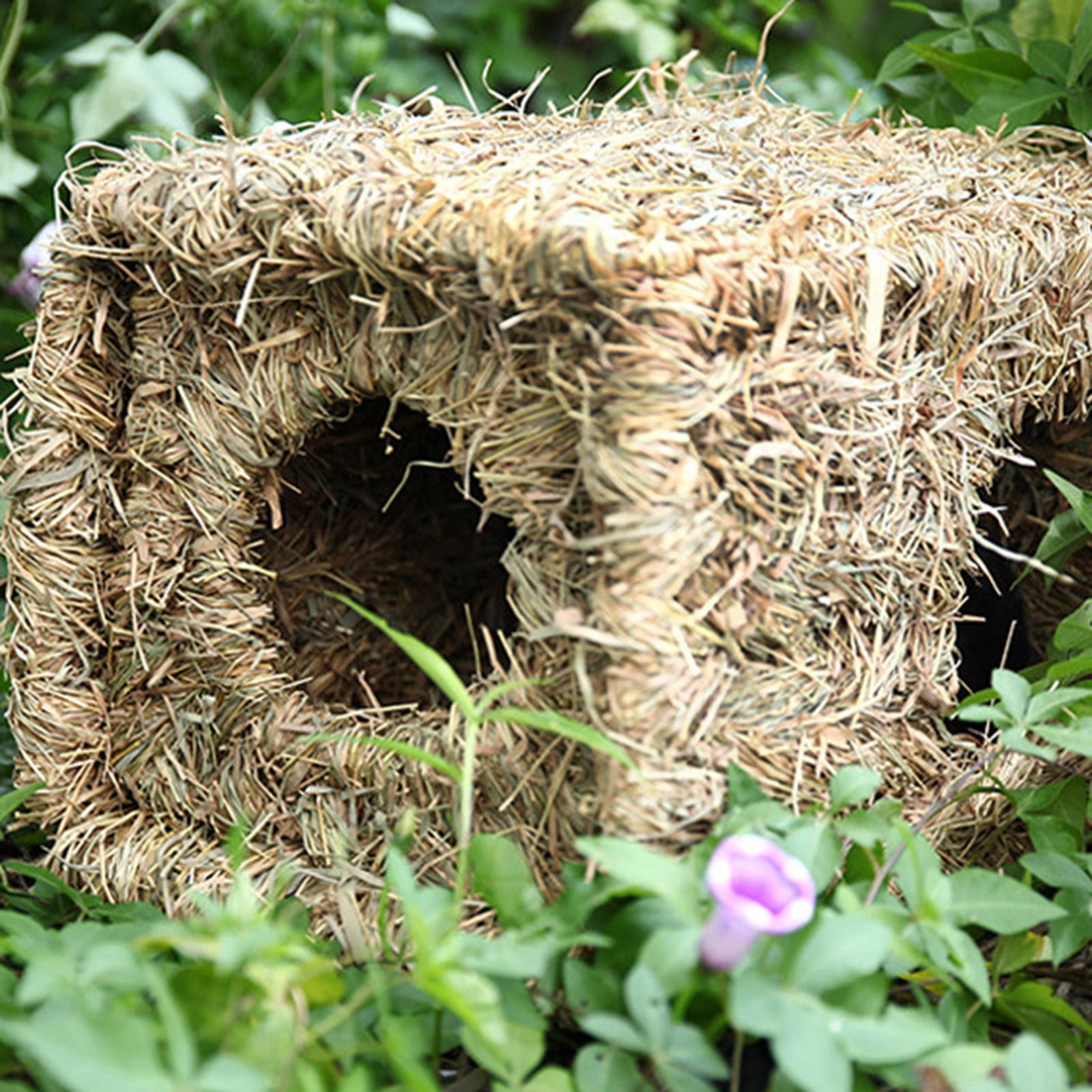 Bunny Grass House Natural Straw Woven Nest Tunnel Chew Toys for Hamsters