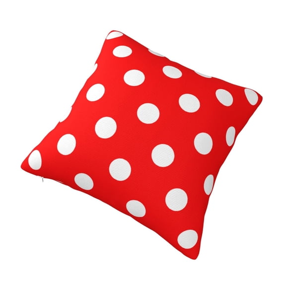Decorative Throw Pillow Cover Polka Dot Red Square Pillowcases Cushion for Farmhouse Home Decor 18"x18"