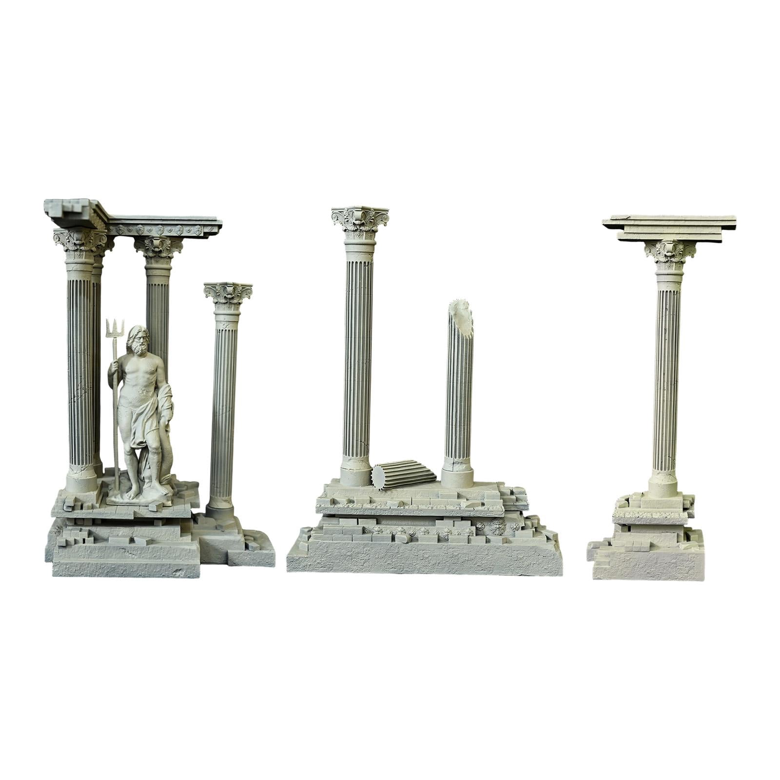 CarpNettore Roman Column Decoration Resin Aquarium Decoration Aquarium Decor Mini 18.5cm Set D
