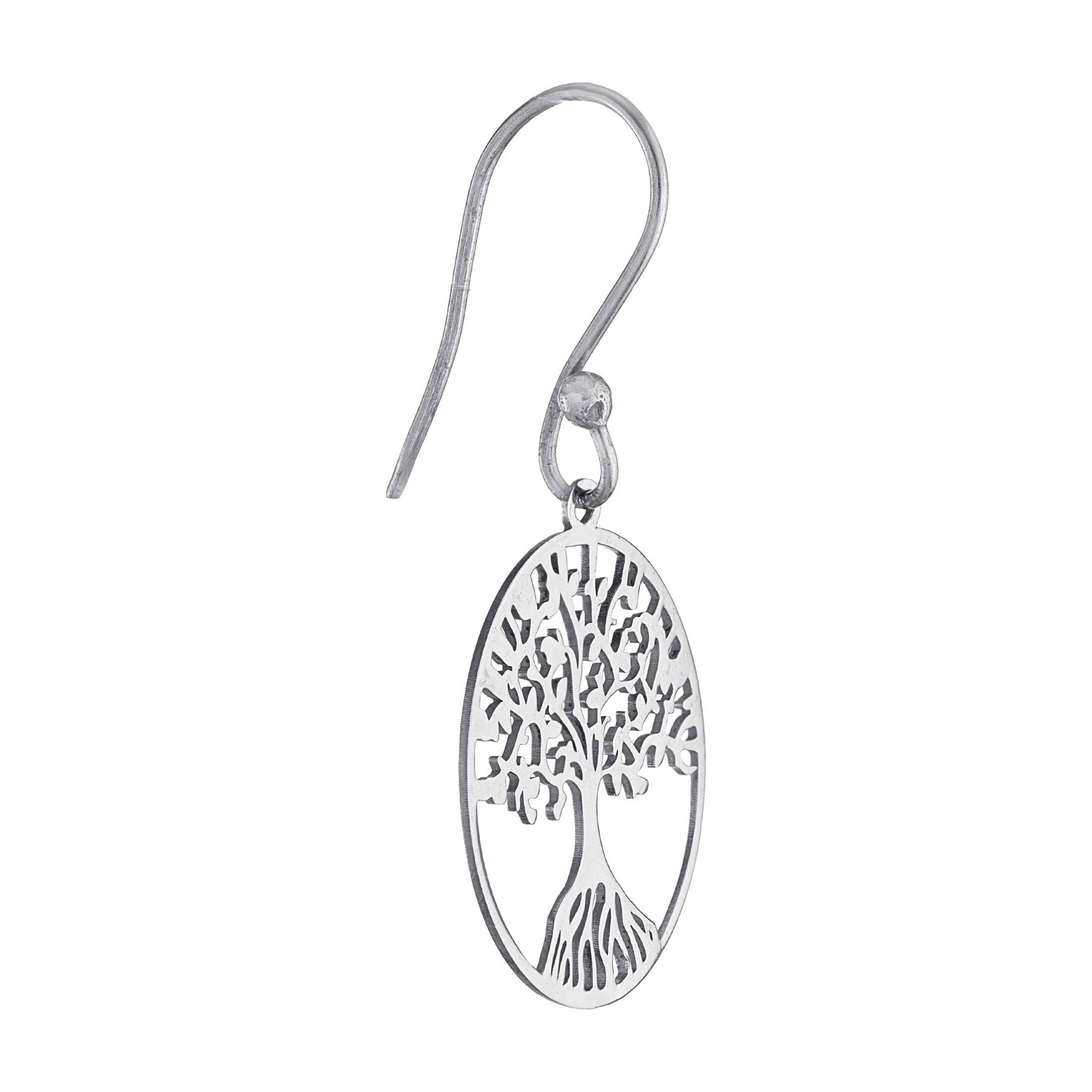 Marisol & Poppy Laser Cut Tree of Life Drop Earrings in Sterling Silver for Women