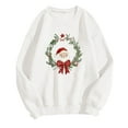 thumbnail image 4 of GuzomFashion Womens White Christmas Sweatshirt - 100% Polyester Oversized Crew Neck, Santa Wreath Graphic, Ribbed Cuffs/Hem, S-XXL for Holiday Parties & Casual Wear,Size M, 4 of 4