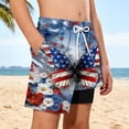 thumbnail image 4 of Odeerbi Boys Independence Day Swim Pantalones Patriotic Beach 2-In-1 Compression Liner Board Shorts Con Bolsillos, 4 of 9