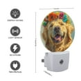 thumbnail image 3 of Night Light Plug into Wall,Dusk to Dawn Sensor Auto-On/Off for Bathroom, Hallway,Kids Room-Golden Retriever Wearing Flower Crown With Smiling Face, 3 of 4