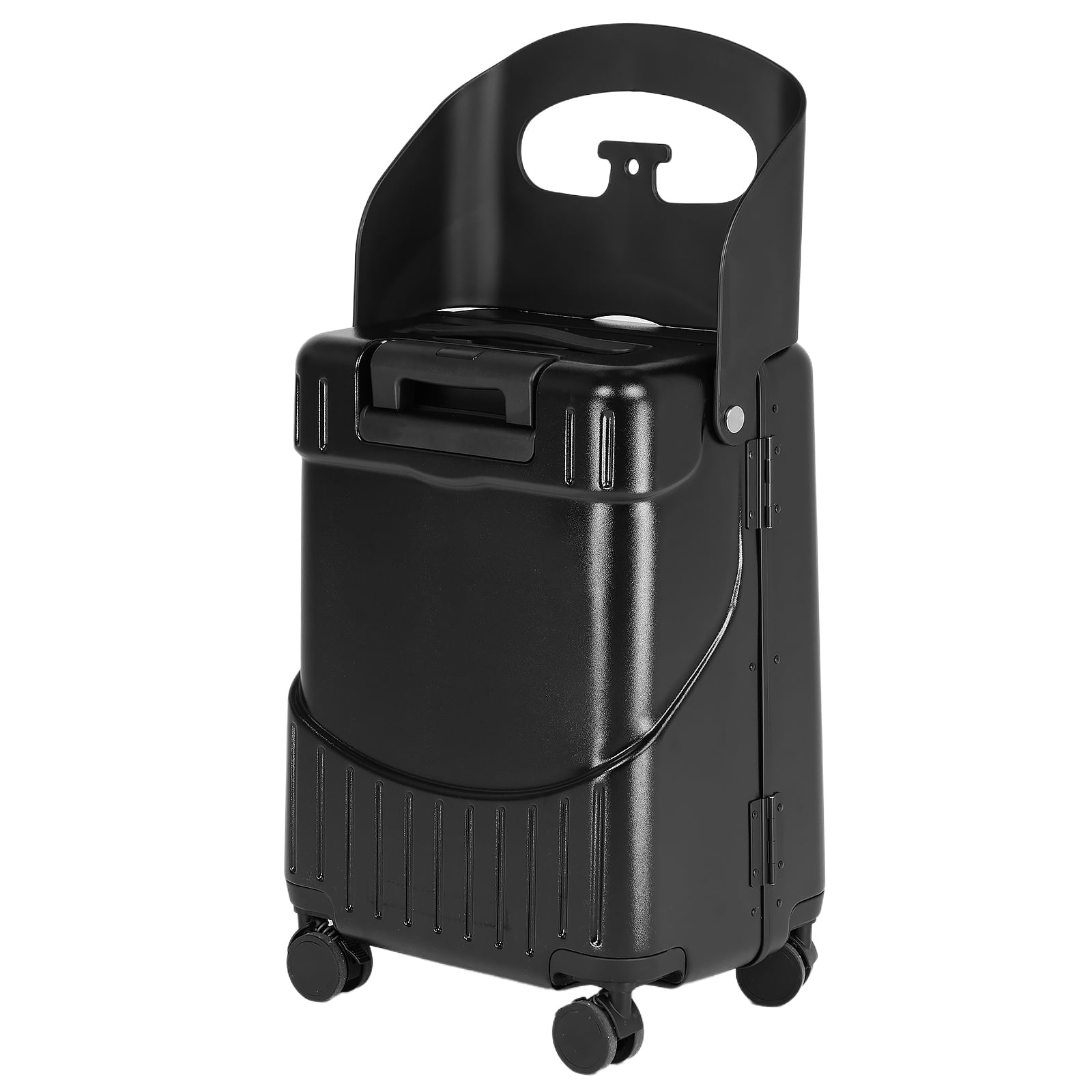 Advwin 20" Carry on Luggage with Seat for Kids, Hardside Lightweight Ride on Suitcase with 4 Spinner Wheels & TSA Lock for Travel, Black