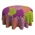 thumbnail image 4 of Round Waterproof Tablecloth 60×60 Inch, Big Beautiful Dahlia Flowers Art Images Reusable Indoor/Outdoor Durable Table Cover for Party Kitchen Dinner Room Decor, 4 of 6