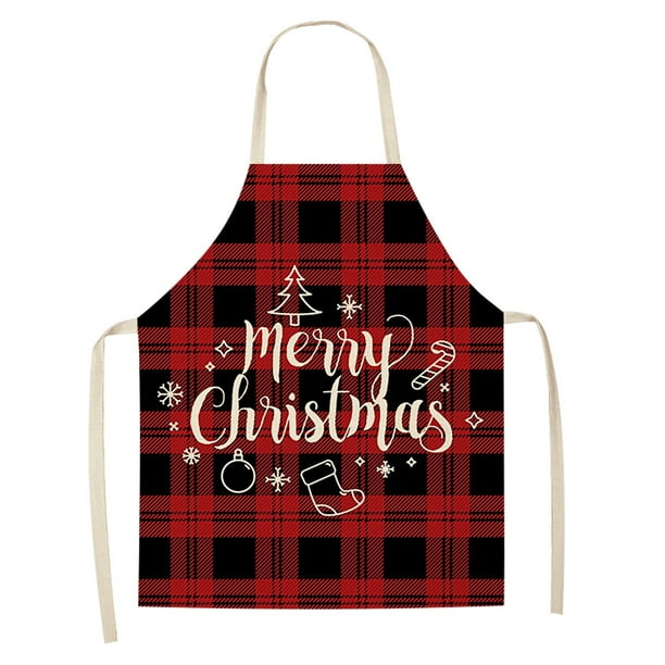 APRON Red Christmas Holiday Harvest Apron Kitchen For Men Unisex Block store Printed Plant Dyed Kitchen Accessories - SANGRIA