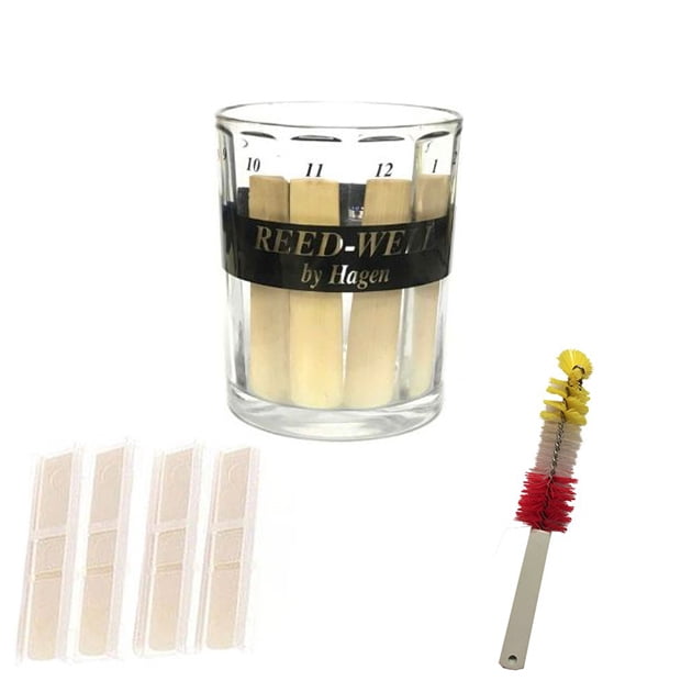 Mouthpiece Cleaning Brush Reed Care/Reed Soaking Glass + 4 Pack Lescana Alto Saxophone Reeds Mouthpiece Cleaner for Better Tone Production RS Berkeley Reed-Well -