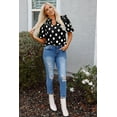 thumbnail image 6 of Chic and Elegant Black Polka Dot Blouse - V Neck with Ruffled Collar - [ZhiHiMeRi] | (US 8-10)M, 6 of 12