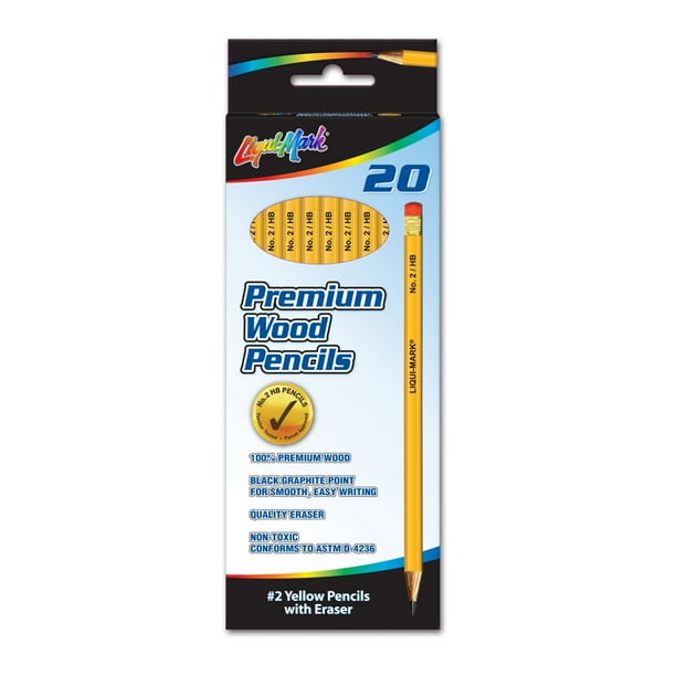 LiquiMark Premium Woodcase Pencils, 2 HB, Yellow, 20Count