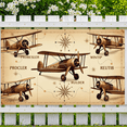 thumbnail image 5 of LUUFILx Vintage Airplane Backdrop for Aviation Themed Party Background Banner Photography Props Birthday Decoration Compass Map Style Party Supplies, 5 of 7
