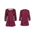 thumbnail image 2 of Uhndy Women's Plus Size Loose 3/4 Sleeves Irregular Casual Tunic Round Neck Work Tops Purple M, 2 of 3