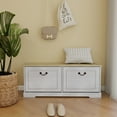 thumbnail image 6 of Shoe Storage Bench, Entryway Shoe Cabinet with 2 Flip Drawers and 3-Position Adjustable Shelf, Hidden Design, Shoe Organizer Cabinet with Comfy Seat for Living Room, Bedroom and Hallway, White, 6 of 7