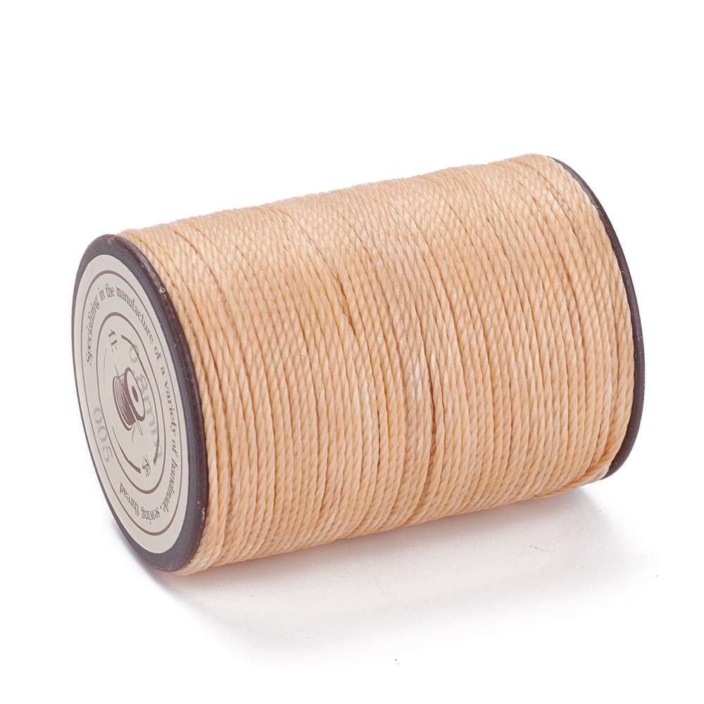 5rolls Round Waxed Polyester Thread String Micro Macrame Cord Twisted Cord for Leather Sewing Stitching BurlyWood 0.8mm about 54.68 Yards(50m)/Roll
