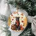 thumbnail image 3 of Welcome Fall Pitbull Enjoys School Time Autumn Fall Leaves Ceramic Round Ornament Terrier Dog Lover Home Tree Decor - 02013, 3 of 5