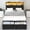 Black, variant on Full Size Bed Frame with LED Storage Headboard Shelf, Bed Metal Platform with Charging Station, Black