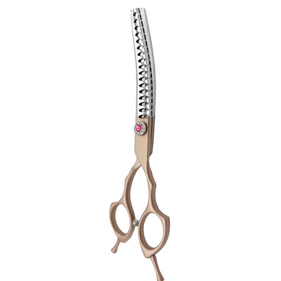 7 inches wingsbro Rosegold Curved Thinning Dog Scissors, Round Tips Stainless Steel Pet Grooming Scissors