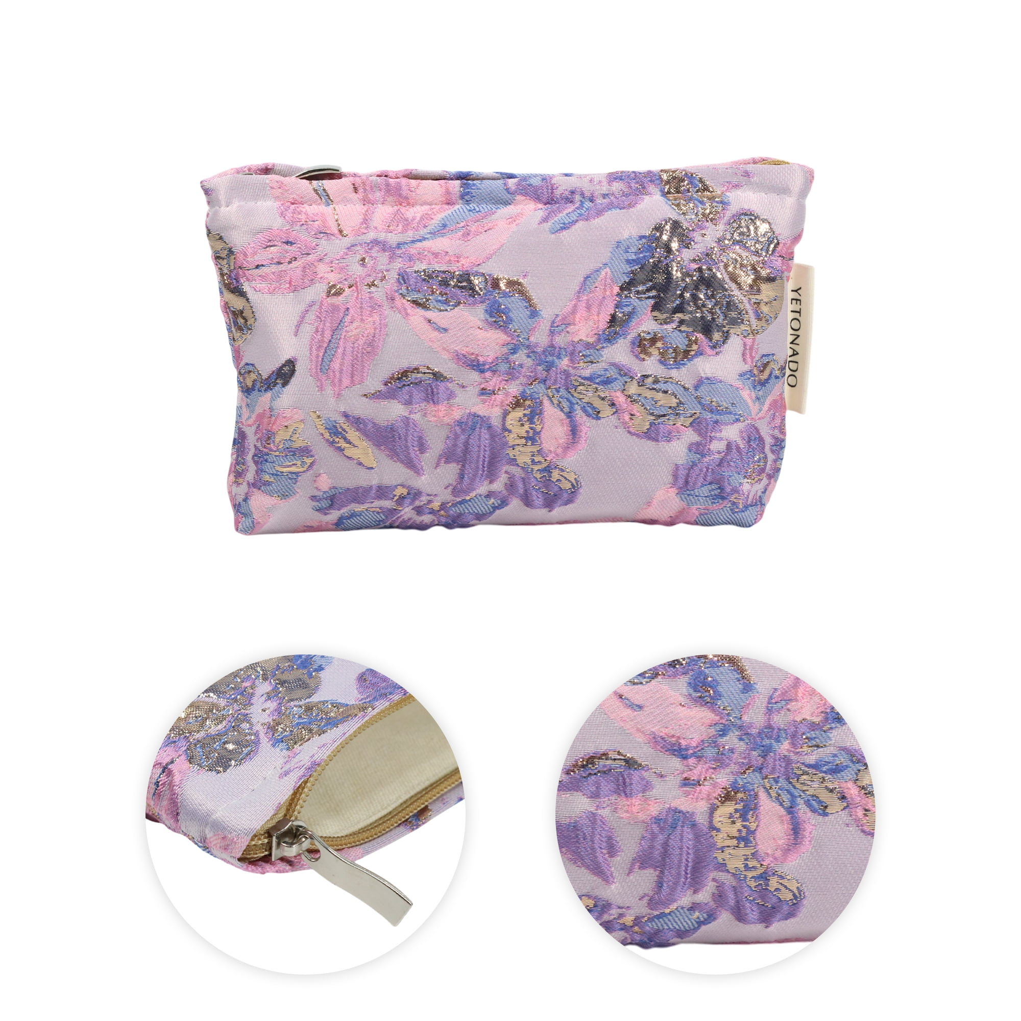 Unique Bargains 1 Pc Convenient Embossment Flower Handheld Makeup Bag Large
