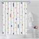 thumbnail image 1 of Cortina de ducha blanca, antimoho, impermeable, de poliéster PEVA, antibacteriana, impermeable, para baño, 180 x 180 cm, geométrica., 1 of 5