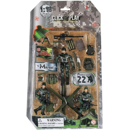 Click N’ Play Military Marine Action Figure 23 Piece Accessory Play Set